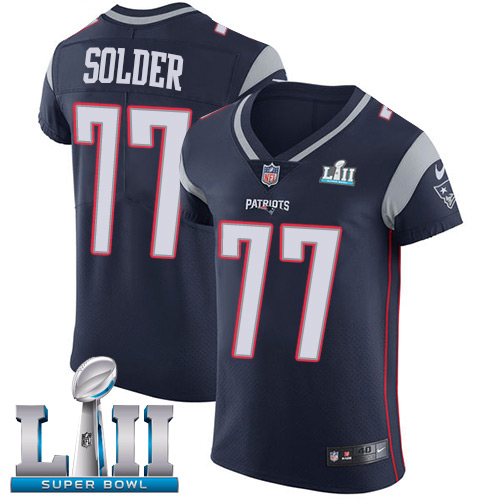 Nike Patriots #77 Nate Solder Navy Blue Team Color Super Bowl LII Men's Stitched NFL Vapor Untouchable Elite Jersey